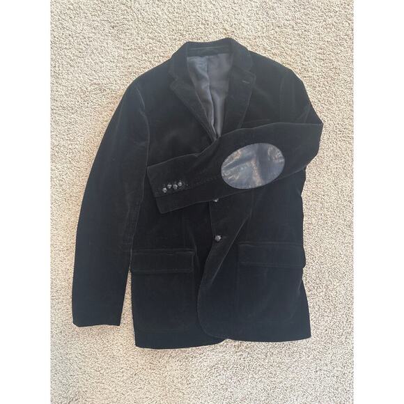 Polo Ralph Lauren Cordaroy  Black Sport Coat with Leather Elbow Patches Size 42L - Picture 1 of 7